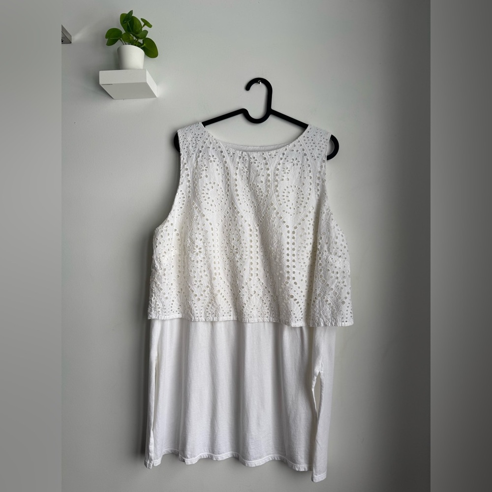 White Eyelet Sleeveless Top